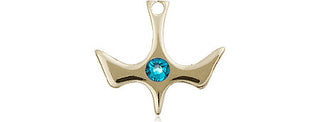 14kt Gold Filled Holy Spirit Pendant with a 3mm Zircon Swarovski stone on an 18-inch Gold Filled Light Curb Chain
