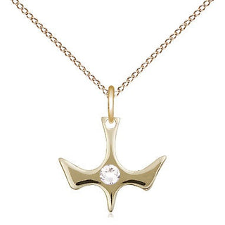 14kt Gold Filled Holy Spirit Pendant with 3mm Crystal Swarovski Necklace