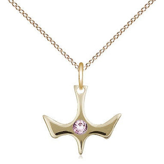 14kt Gold Filled Holy Spirit Pendant with 3mm Light Amethyst Swarovski Necklace