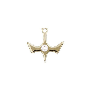 14kt Gold Holy Spirit Medal with a 3mm Crystal Swarovski stone