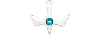 Sterling Silver Holy Spirit Pendant with a 3mm Zircon Swarovski stone on an 18-inch Sterling Silver Light Curb Chain