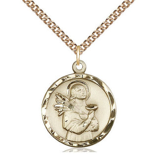 14kt Gold Saint Lucy Medal Engraved Catholic Saint Jewelry