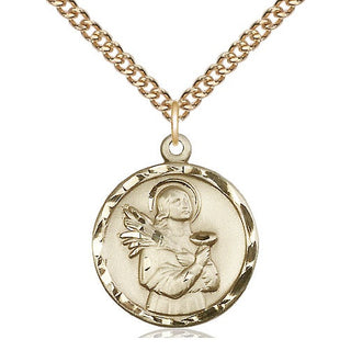 14kt Gold Saint Lucy Medal Engraved Catholic Saint Jewelry