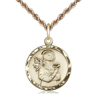 14kt Gold Saint Lucy Medal Engraved Catholic Saint Jewelry