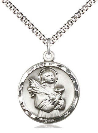Sterling Silver Saint Lucy Medal Religious Jewelry Engraved Catholic Saint Jewelry