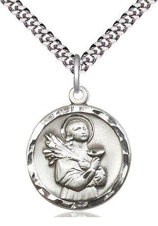 Sterling Silver Saint Lucy Medal Religious Jewelry Engraved Catholic Saint Jewelry