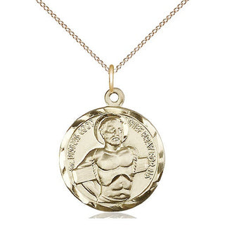 14kt Gold Dismas Medal Engraved Catholic Saint Jewelry