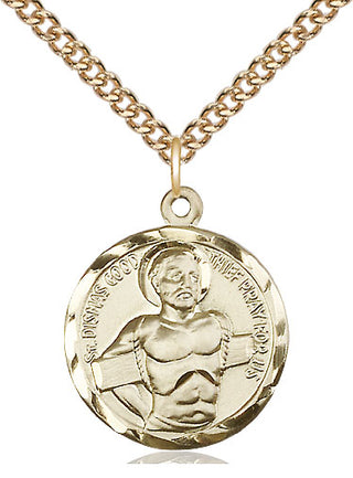 14kt Gold Dismas Medal Engraved Catholic Saint Jewelry