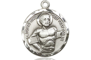 Pewter Dismas Medal Engraved Catholic Saint Jewelry