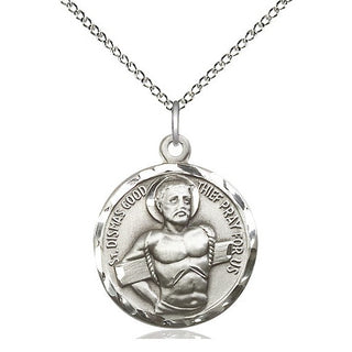 Sterling Silver Dismas Medal Religious Jewelry Engraved Catholic Saint Jewelry
