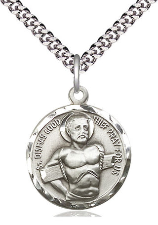 Sterling Silver Dismas Medal Religious Jewelry Engraved Catholic Saint Jewelry