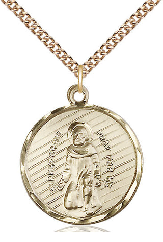 14kt Gold Filled Saint Perregrine Medal Catholic Jewelry Engraved Catholic Saint Jewelry