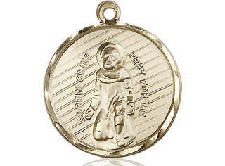 14kt Gold Saint Perregrine Medal Engraved Catholic Saint Jewelry