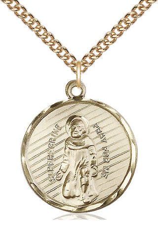 14kt Gold Saint Perregrine Medal Engraved Catholic Saint Jewelry