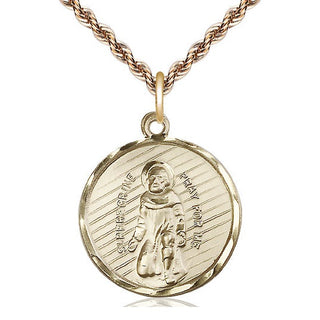14kt Gold Saint Perregrine Medal Engraved Catholic Saint Jewelry
