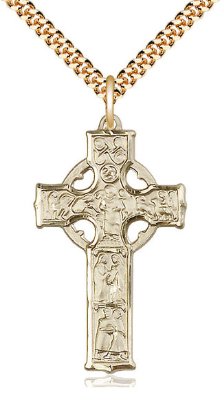14kt Gold Filled Celtic Cross Medal Catholic Jewelry
