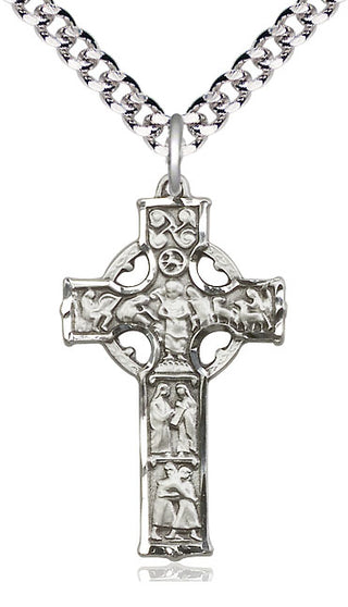 Sterling Silver Celtic Cross Medal Catholic Jewelry
