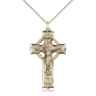 14kt Gold Filled Celtic Crucifix Medal Catholic Jewelry