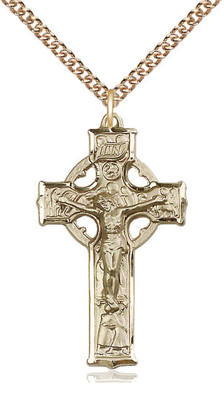 14kt Gold Filled Celtic Crucifix Medal Catholic Jewelry
