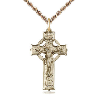 14kt Gold Filled Celtic Crucifix Medal Catholic Jewelry