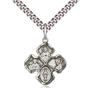 Pewter 4-Way Medal Religious Jewelry
