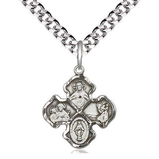 Pewter 4-Way Medal Religious Jewelry