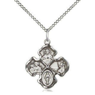 Sterling Silver 4-Way Medal Religious Jewelry