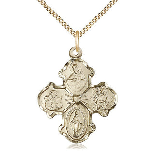 14kt Gold Filled 4-Way Medal Catholic Jewelry