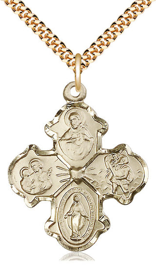 14kt Gold Filled 4-Way Medal Catholic Jewelry