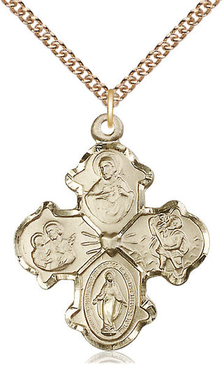 14kt Gold Filled 4-Way Medal Catholic Jewelry