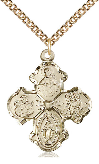 14kt Gold Filled 4-Way Medal Catholic Jewelry