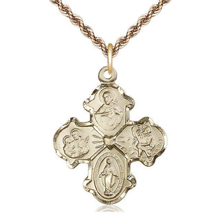 14kt Gold Filled 4-Way Medal Catholic Jewelry