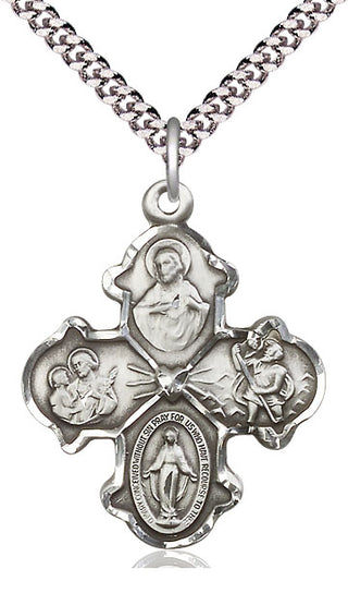 Pewter 4-Way Medal Catholic Jewelry