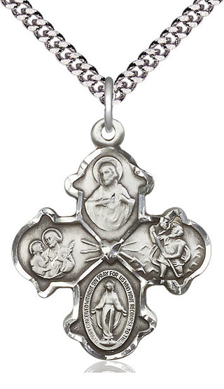 Pewter 4-Way Medal Catholic Jewelry