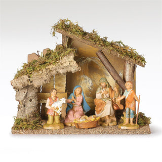 5-Inch Scale 5 Figure Nativity With Italian Stable
