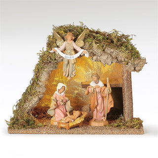 5-Inch Scale 4 Figure Nativity With Led Italian Stable