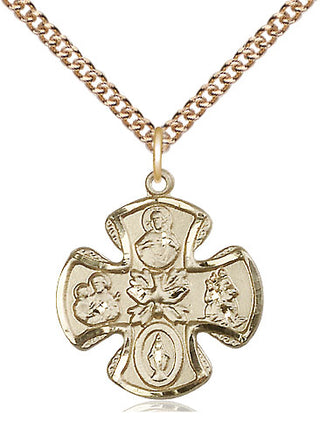 14kt Gold Filled 5-Way Medal Religious Jewelry