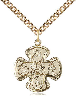 14kt Gold Filled 5-Way Medal Religious Jewelry