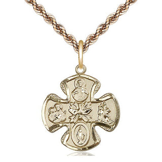 14kt Gold Filled 5-Way Medal Religious Jewelry