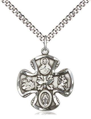 Sterling Silver 5-Way Medal Religious Jewelry