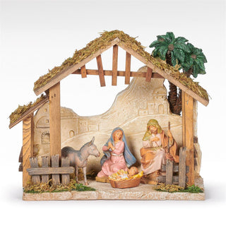 5-Inch Scale 4 Figure Nativity With Resin Stable