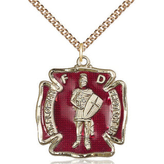 14kt Gold Saint Florian Medal Engraved Catholic Saint Jewelry