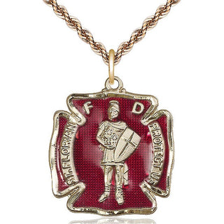 14kt Gold Saint Florian Medal Engraved Catholic Saint Jewelry