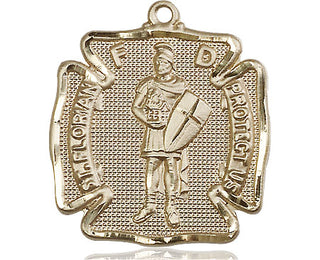 14kt Gold Saint Florian Medal Engraved Catholic Saint Jewelry