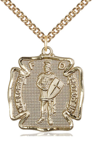 14kt Gold Saint Florian Medal Engraved Catholic Saint Jewelry