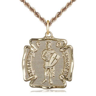 14kt Gold Saint Florian Medal Engraved Catholic Saint Jewelry