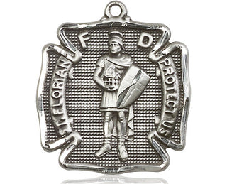 Pewter Saint Florian Medal Engraved Catholic Saint Jewelry