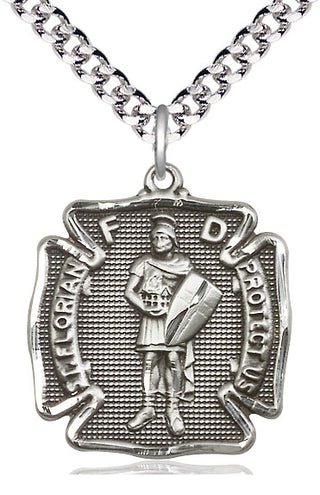 Sterling Silver Saint Florian Medal Catholic Jewelry Engraved Catholic Saint Jewelry