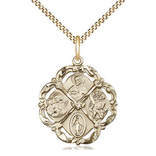 14kt Gold Filled 5-Way Medal Catholic Jewelry