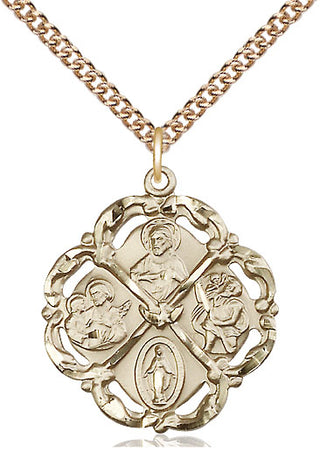 14kt Gold Filled 5-Way Medal Catholic Jewelry